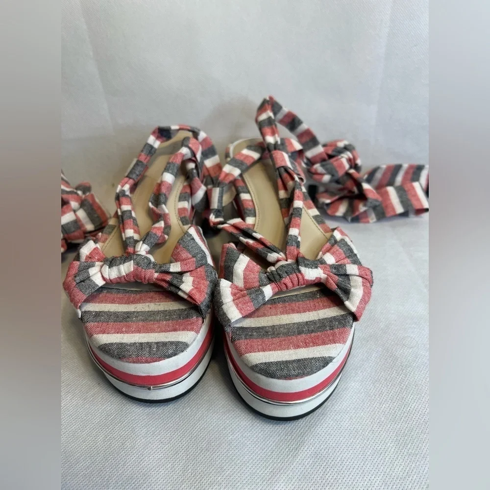 Zara Striped Fabric Lace-Up Platform Sandal